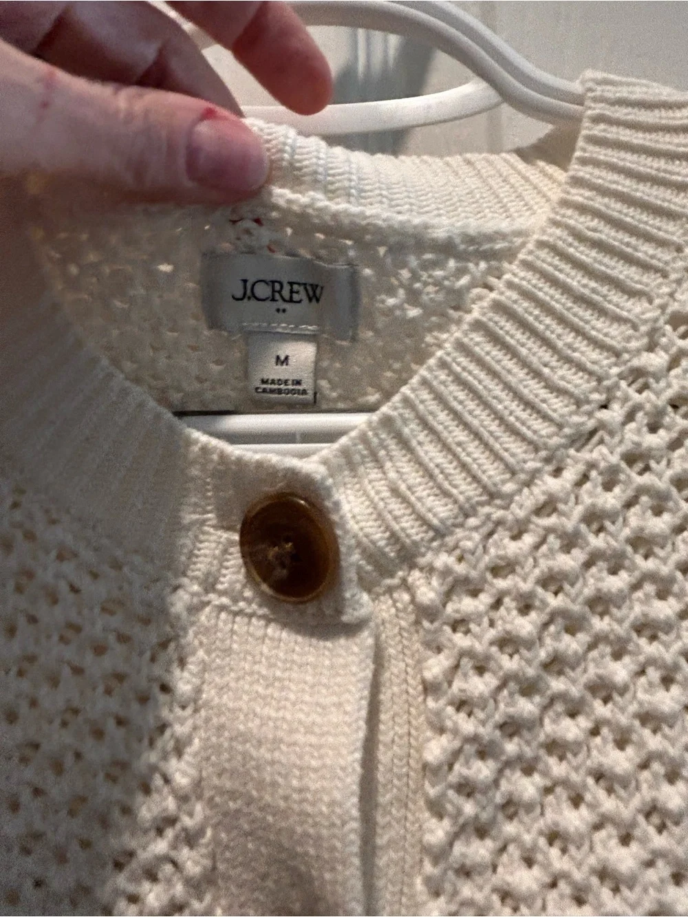 J. Crew Cream Textured Knit Button-Up Cardigan